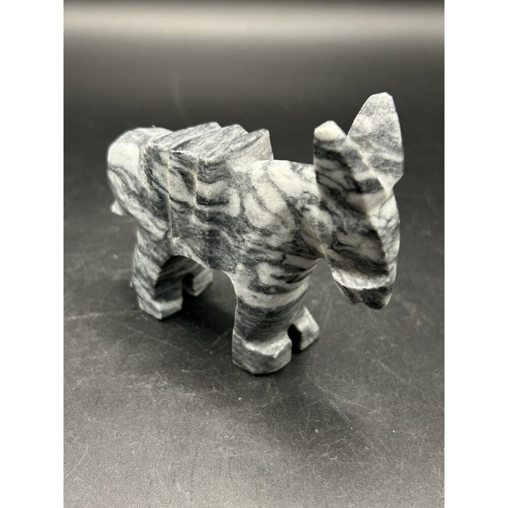 Vintage Carved Swirl Onyx Alabaster Stone Marble Donkey Mule Burro Figurine